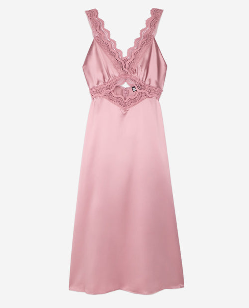 Robe Longue En Soie Avec Guipure