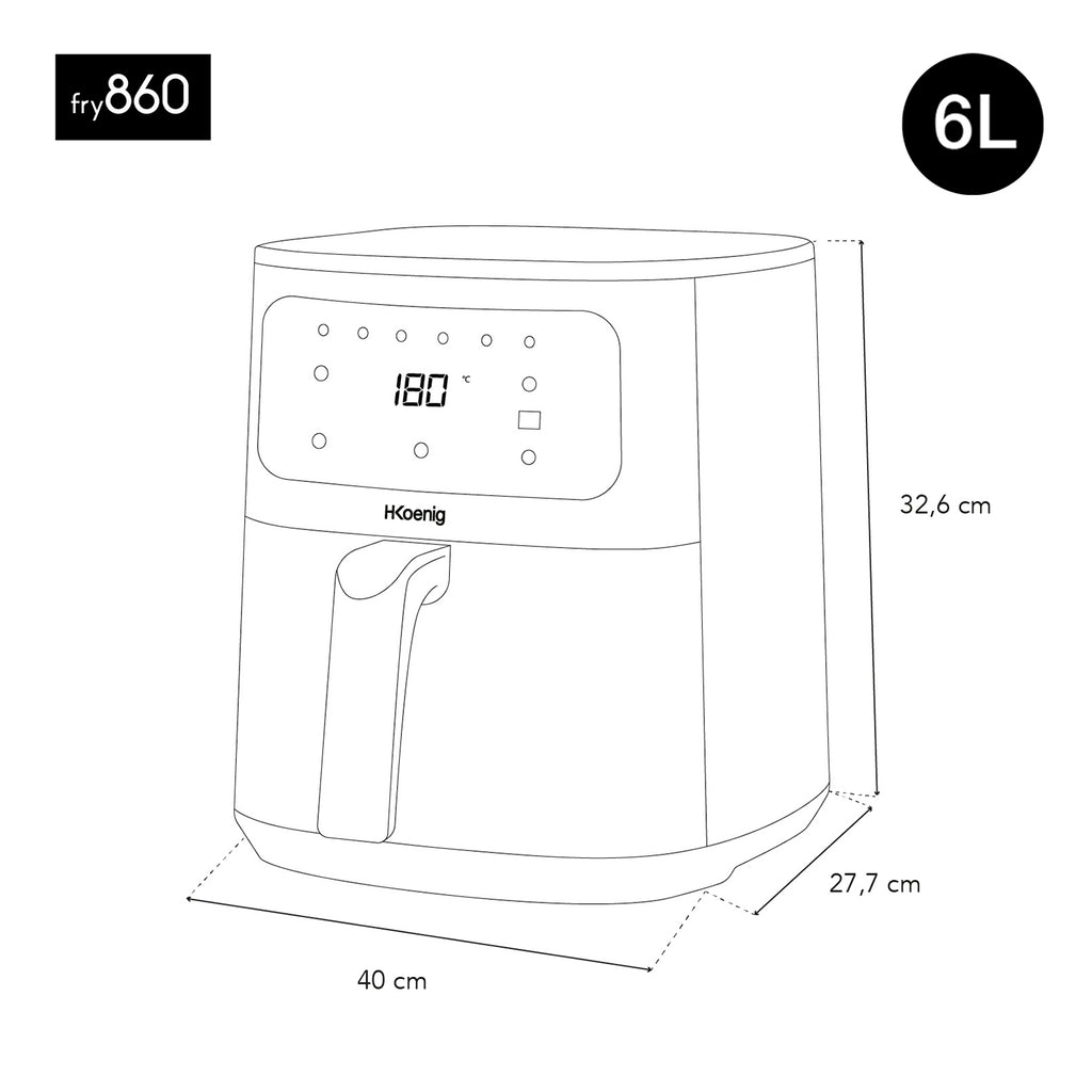 Freidora Sin Aceite 6L - Negro