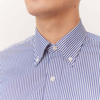 Chemise En Coton Giza À Rayures Bleues Et Blanches