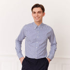 Chemise En Coton Giza À Rayures Bleues Et Blanches