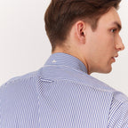 Chemise En Coton Giza À Rayures Bleues Et Blanches