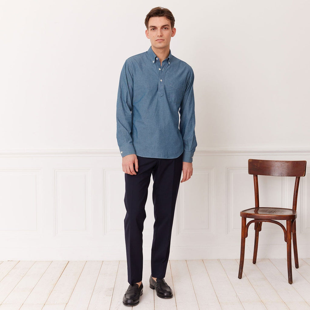 Chemise Popover En Chambray Bleu Denim