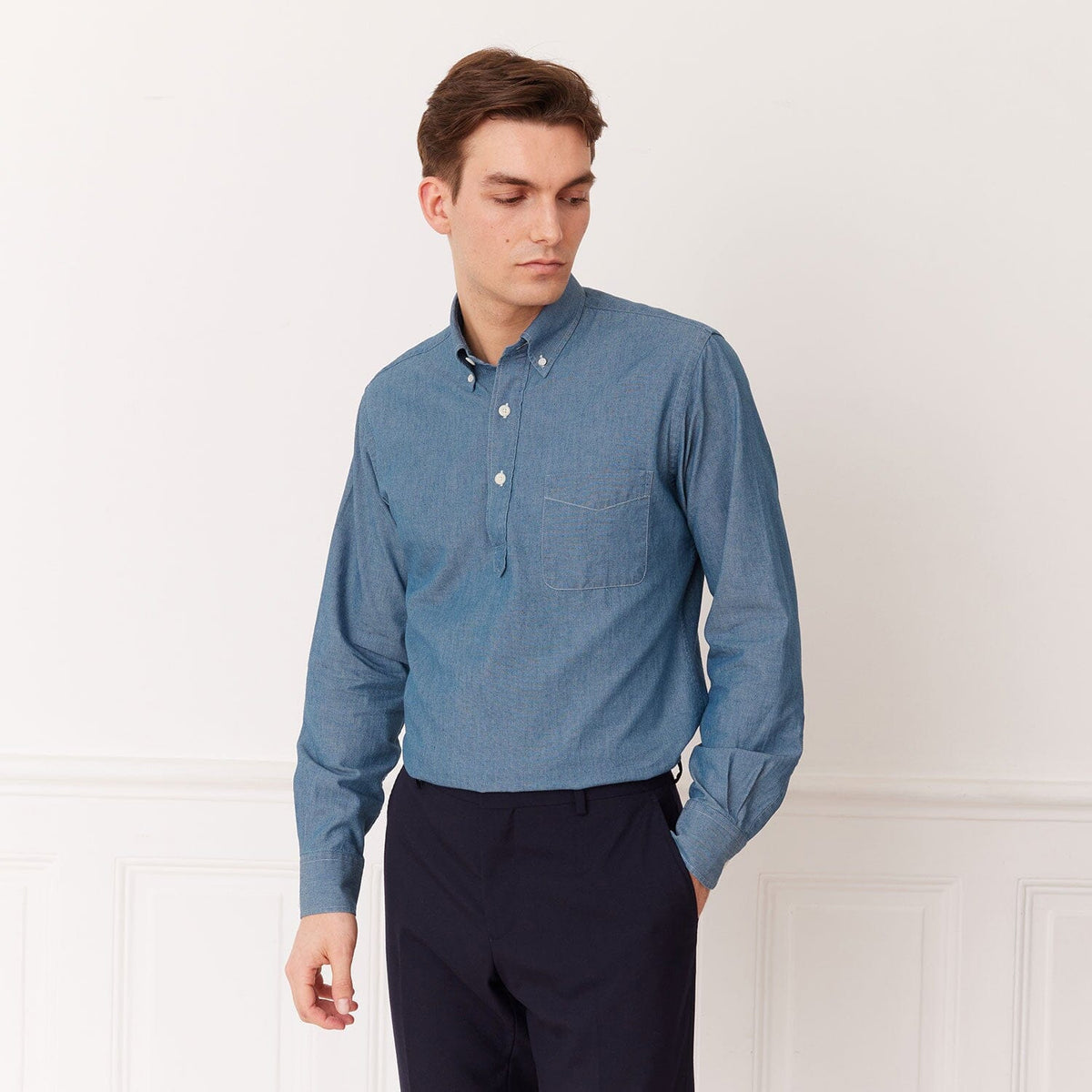 Chemise Popover En Chambray Bleu Denim