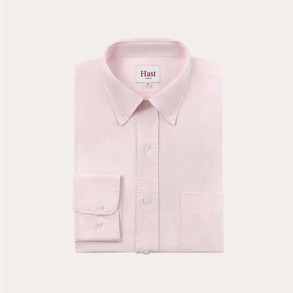 Chemise En Lin Et Coton Rose Pâle
