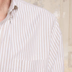 Chemise En Coton Biologique À Rayures Beiges Et Blanches