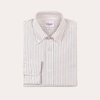 Chemise En Coton Biologique À Rayures Beiges Et Blanches