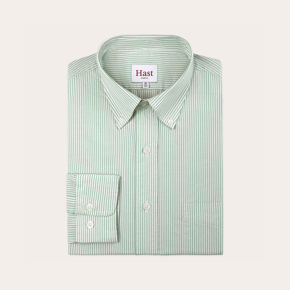 Chemise En Popeline Verte À Rayures
