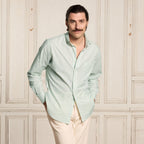 Chemise En Popeline Verte À Rayures