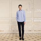 Chemise En Popeline Bleue À Rayures