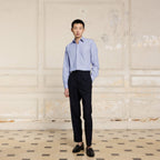 Chemise En Popeline Bleue À Rayures