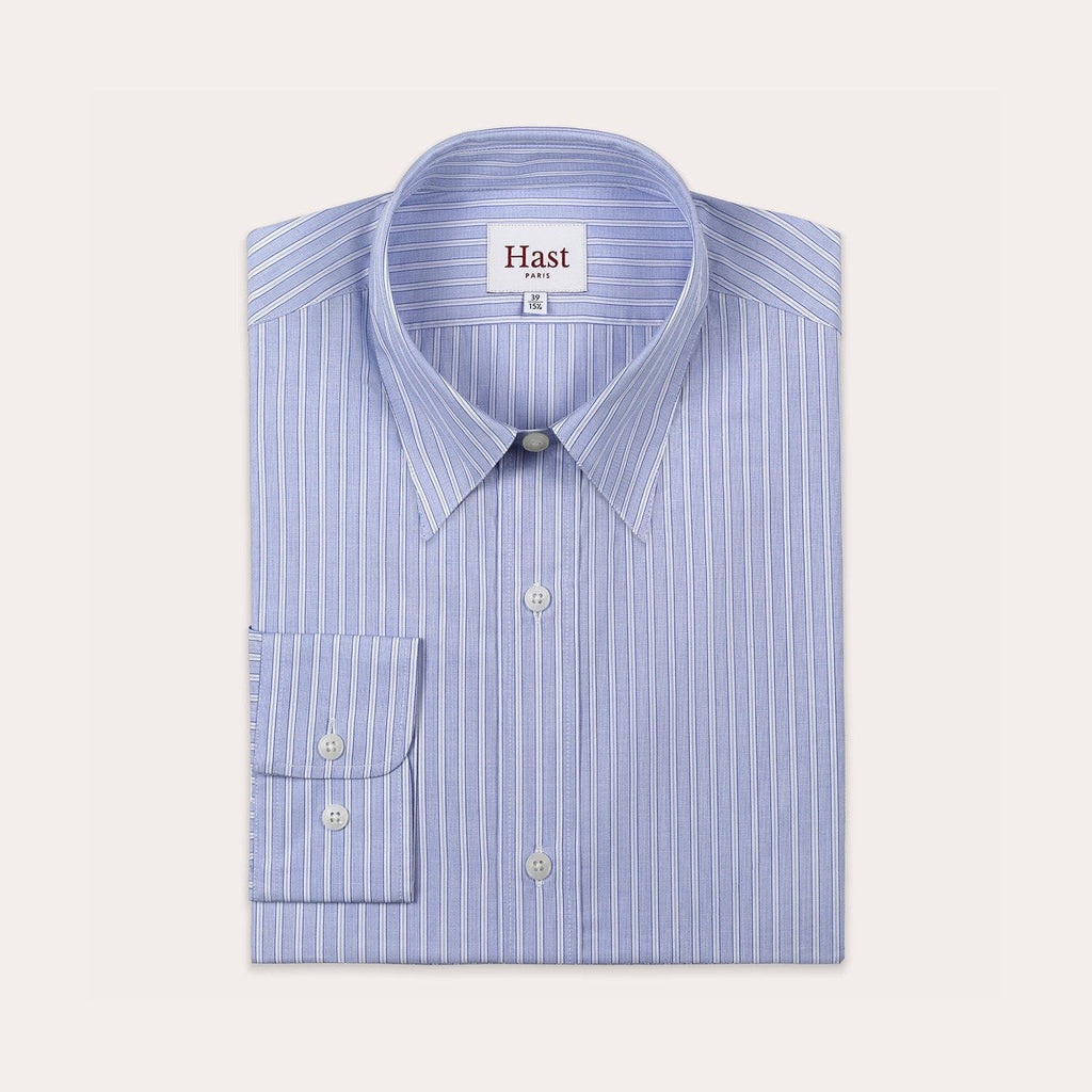 Chemise En Popeline Bleue À Rayures
