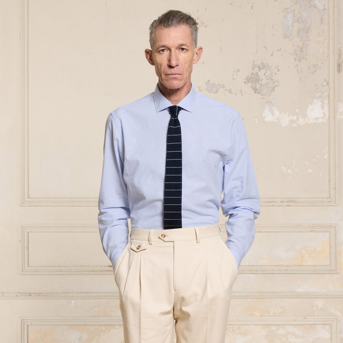 Chemise En Coton Et Lin Bleu Ciel