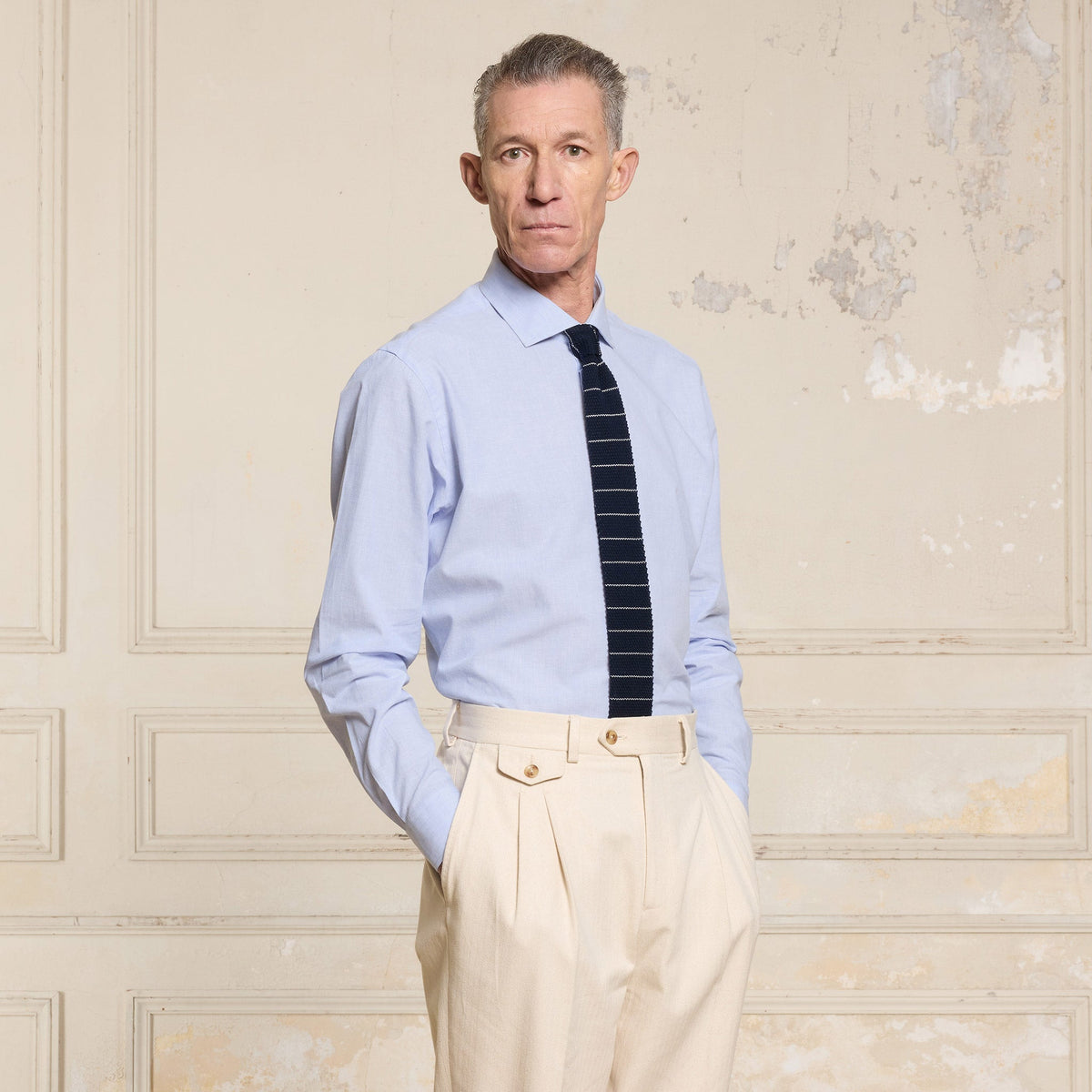 Chemise En Coton Et Lin Bleu Ciel