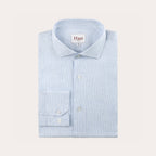 Chemise En Coton Et Lin À Micro-Rayures Bleues