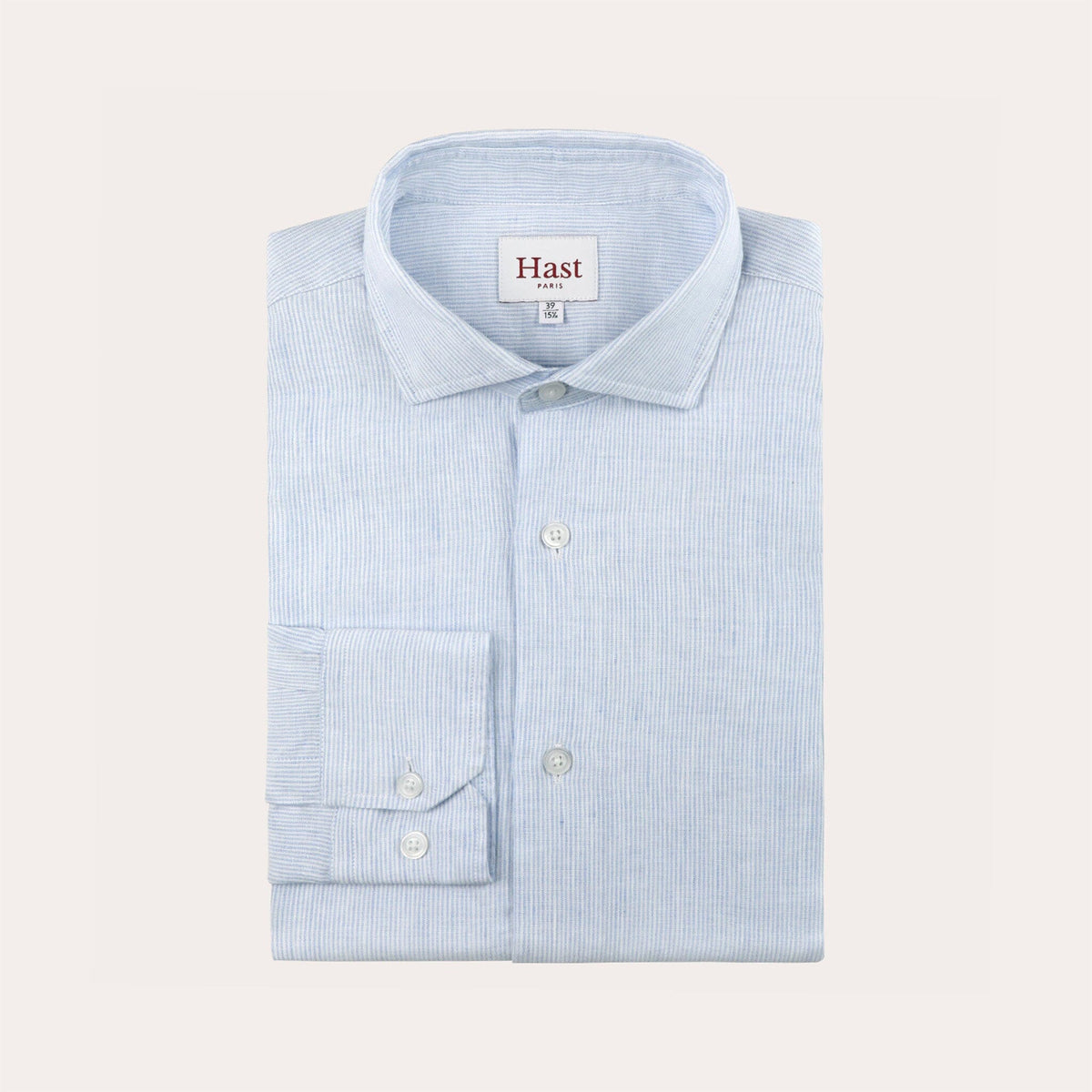 Chemise En Coton Et Lin À Micro-Rayures Bleues