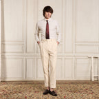 Chemise en coton et lin à rayures beiges