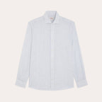 Chemise En Coton Et Lin Blanche À Rayures Bleues