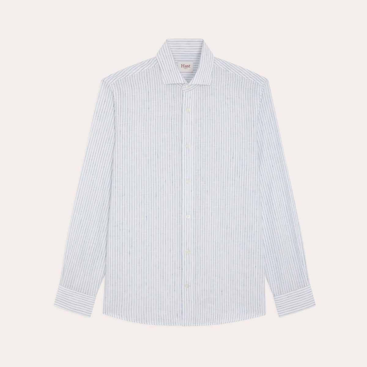 Chemise En Coton Et Lin Blanche À Rayures Bleues