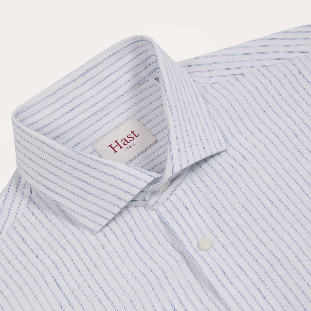 Chemise En Coton Et Lin Blanche À Rayures Bleues