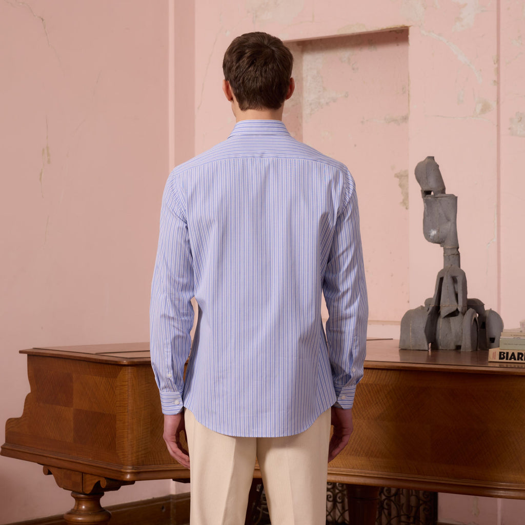 Chemise En Popeline À Rayures Bleues