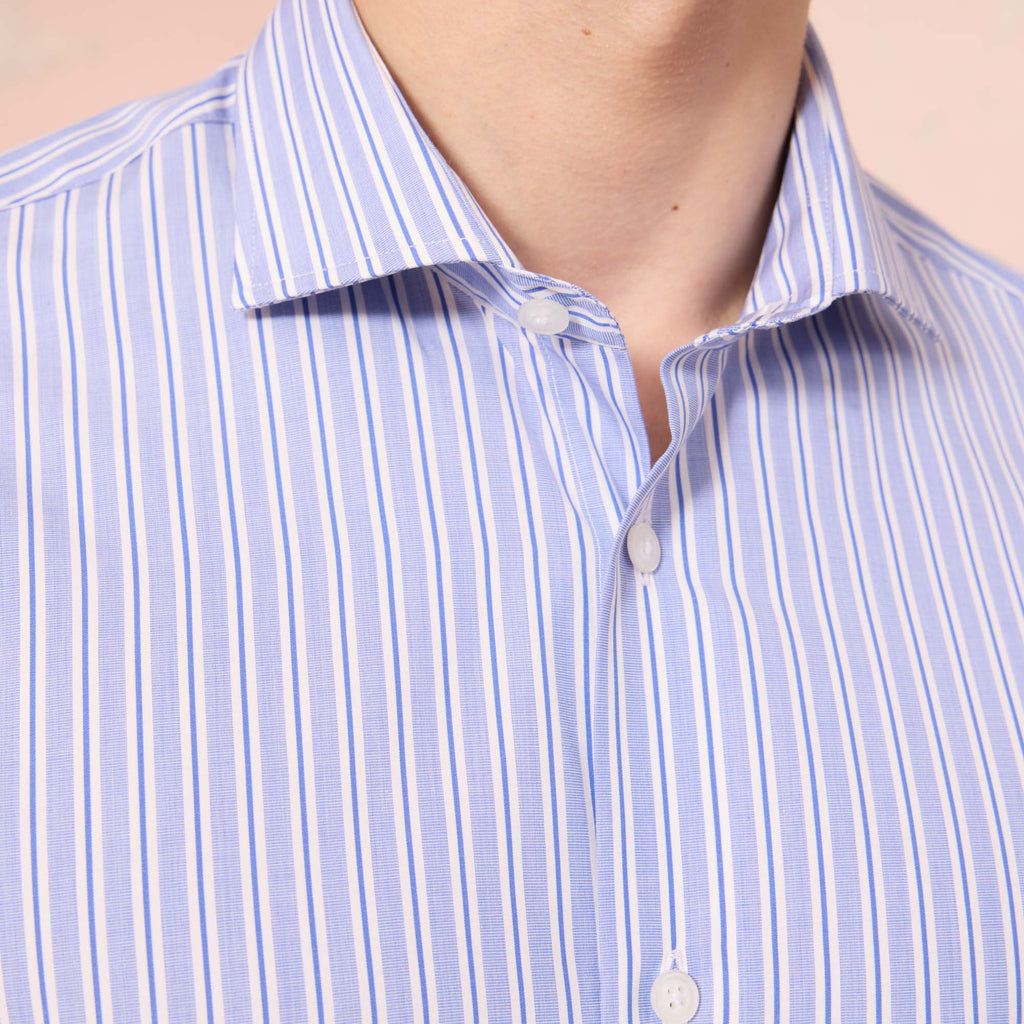 Chemise En Popeline À Rayures Bleues