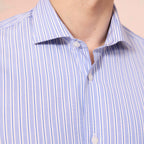 Chemise En Popeline À Rayures Bleues