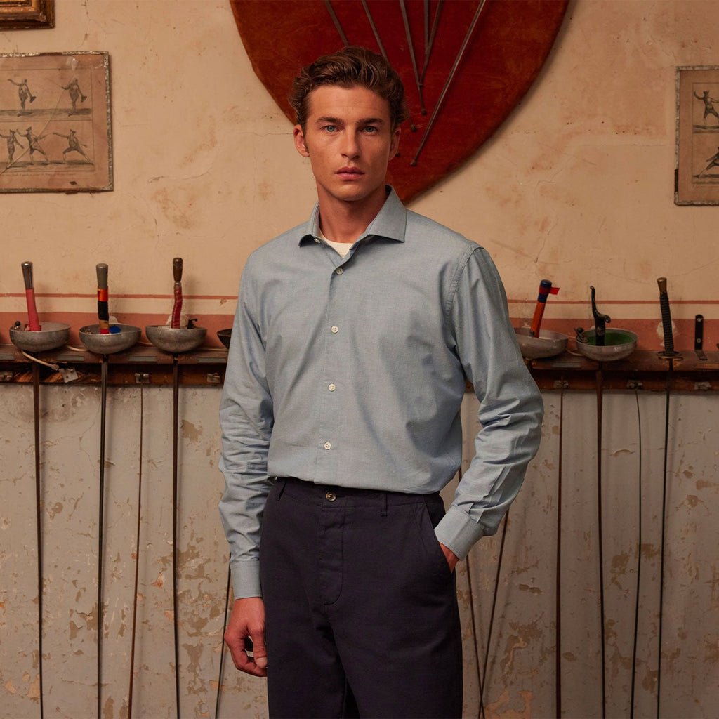 Chemise En Coton Biologique Bleue