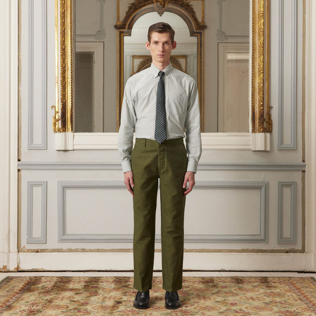 Chemise En Oxford À Rayures Vertes Et Blanches