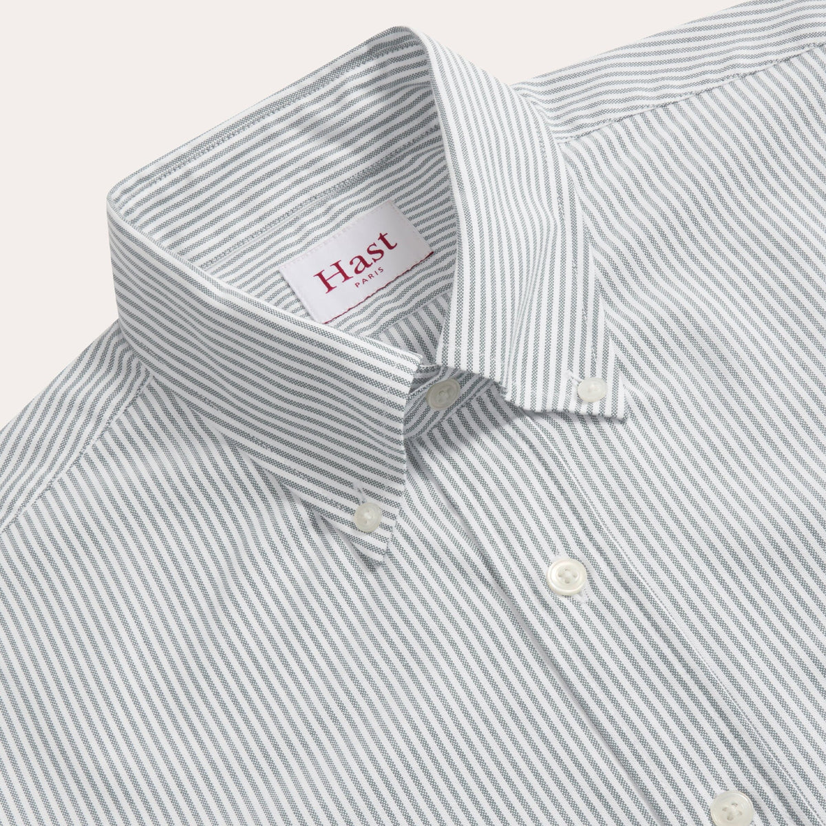 Chemise En Oxford À Rayures Vertes Et Blanches
