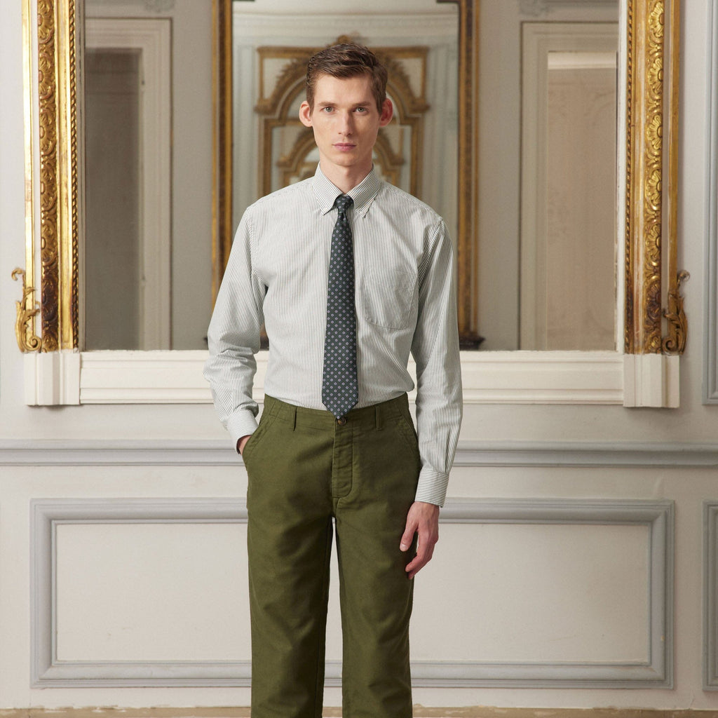 Chemise En Oxford À Rayures Vertes Et Blanches