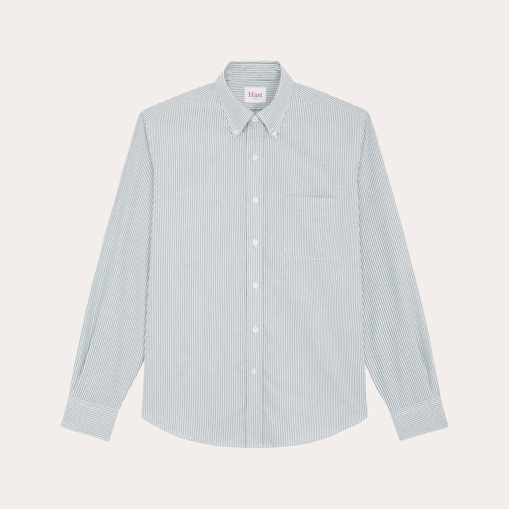 Chemise En Oxford À Rayures Vertes Et Blanches