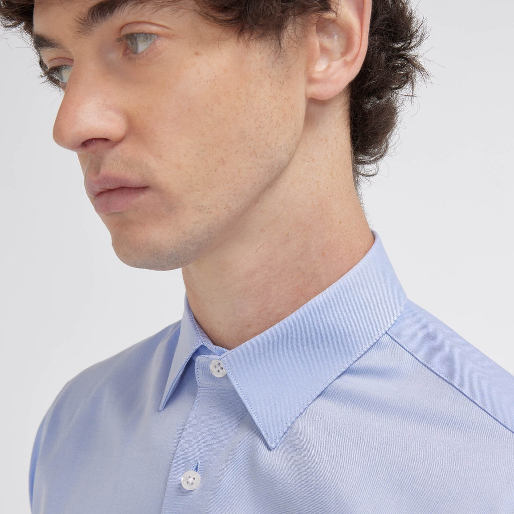 Chemise Cintrée En Twill Double Retors Bleue