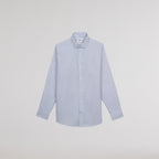 Chemise En Popeline Double Retors À Fines Rayures Bleues