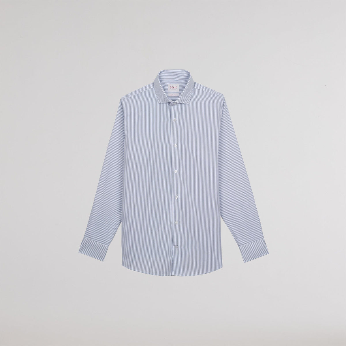 Chemise En Popeline Double Retors À Fines Rayures Bleues