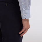 Chemise En Popeline Double Retors À Fines Rayures Bleues