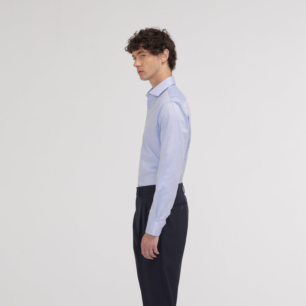 Chemise Cintrée En Twill Double Retors Bleue