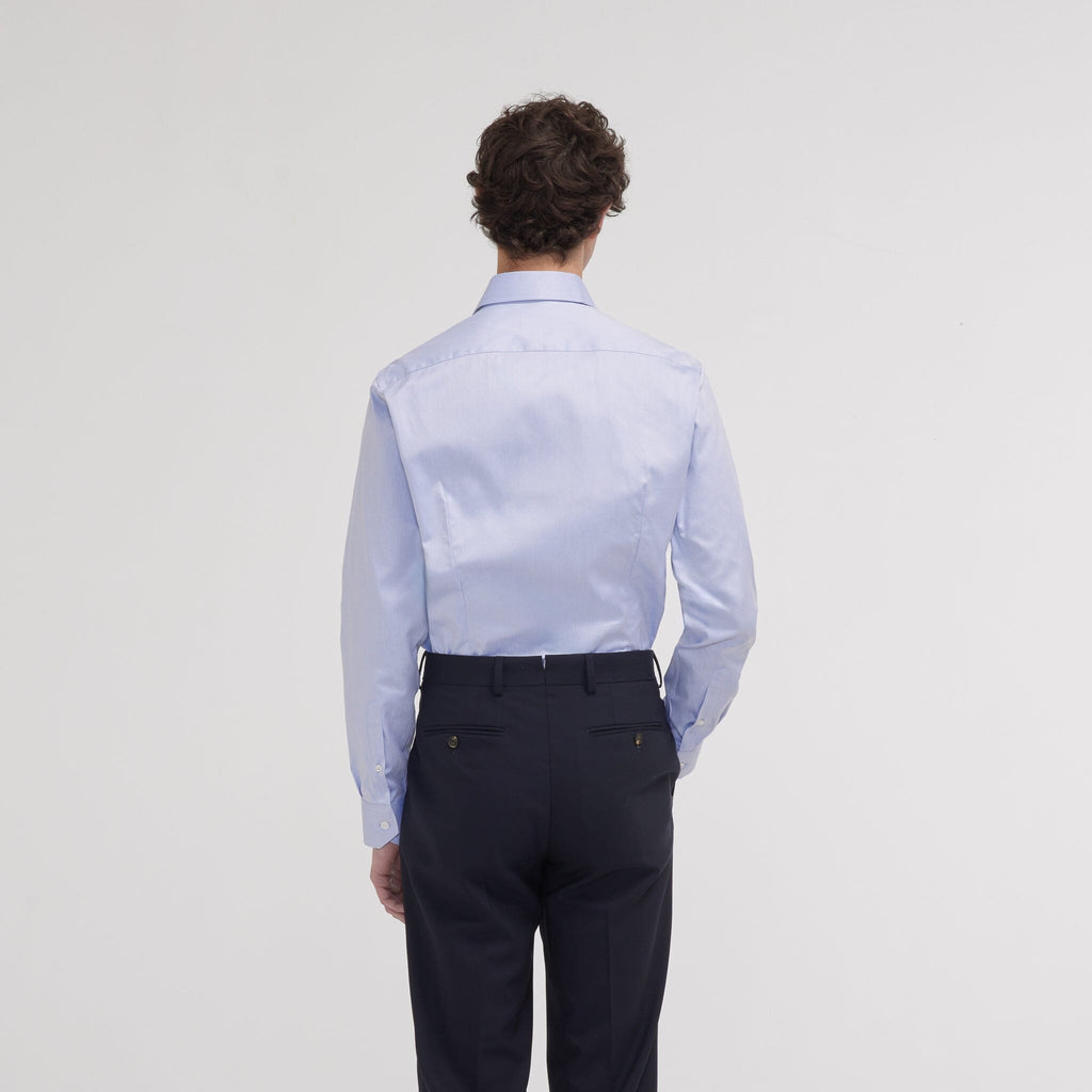 Chemise Cintrée En Twill Double Retors Bleue