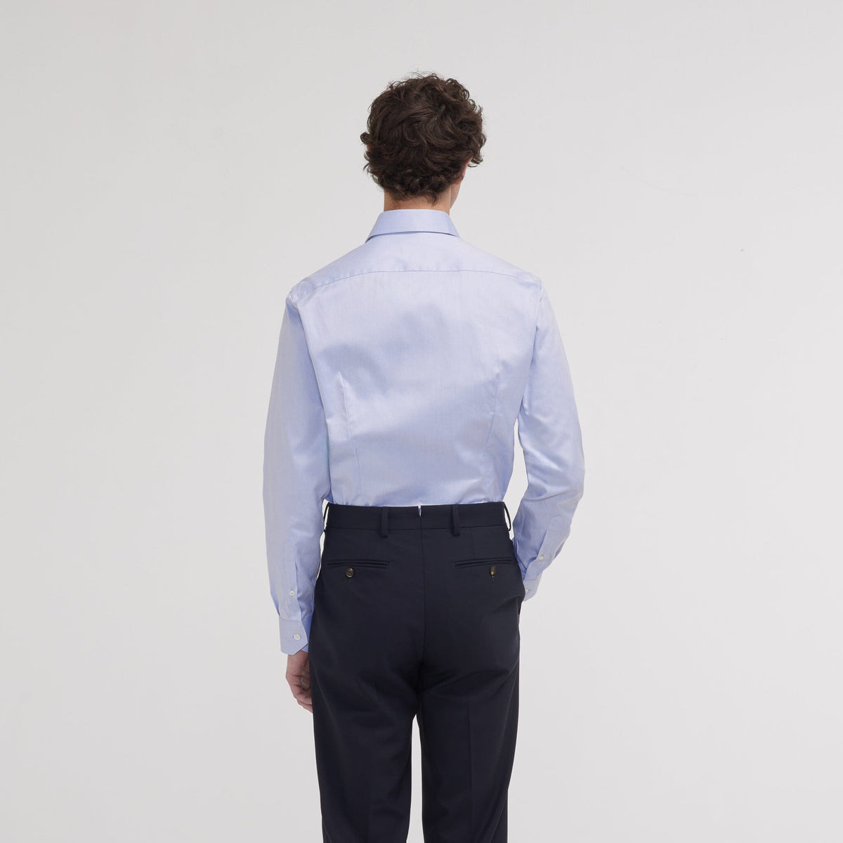 Chemise Cintrée En Twill Double Retors Bleue