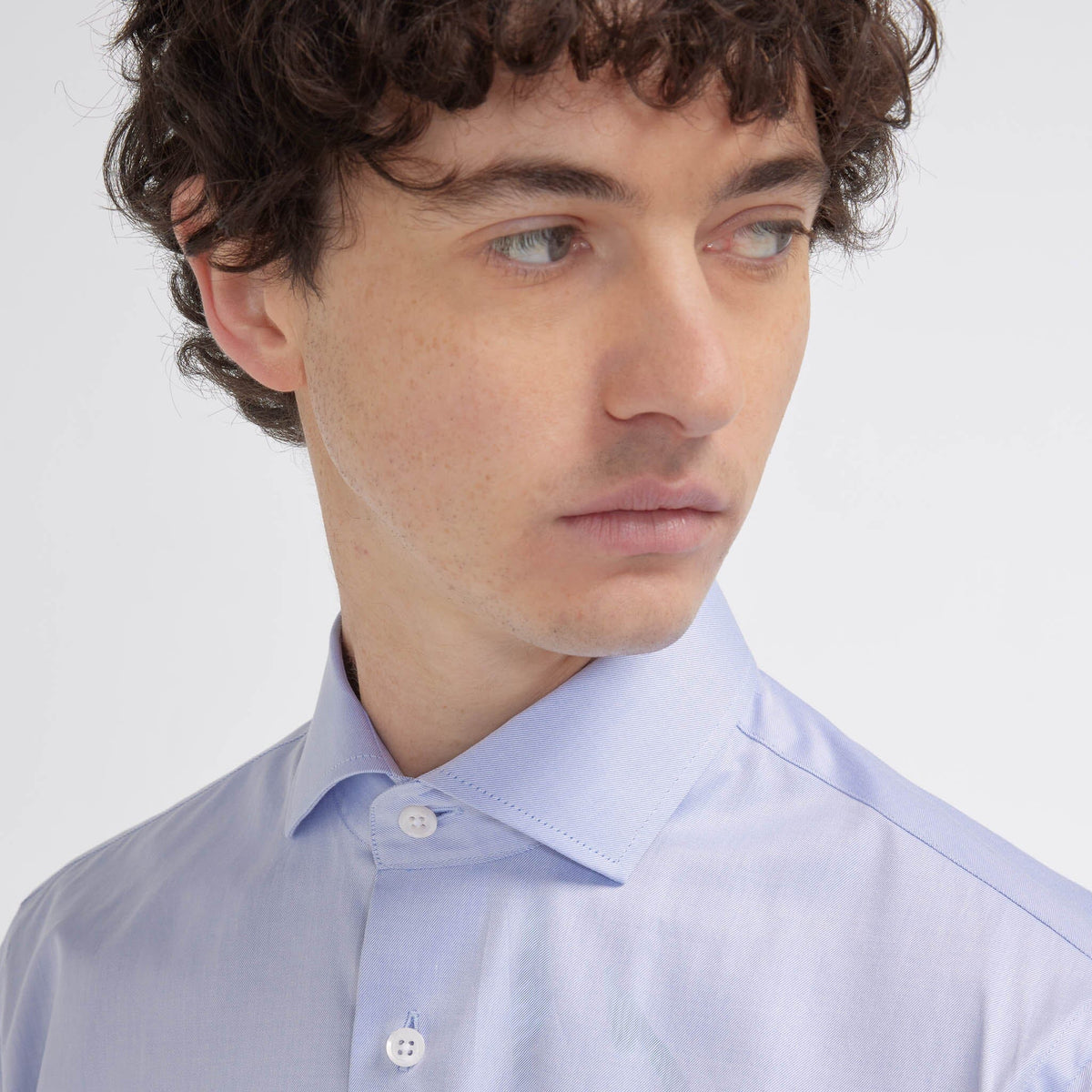 Chemise Cintrée En Twill Double Retors Bleue