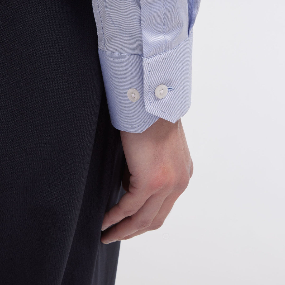 Chemise Cintrée En Twill Double Retors Bleue