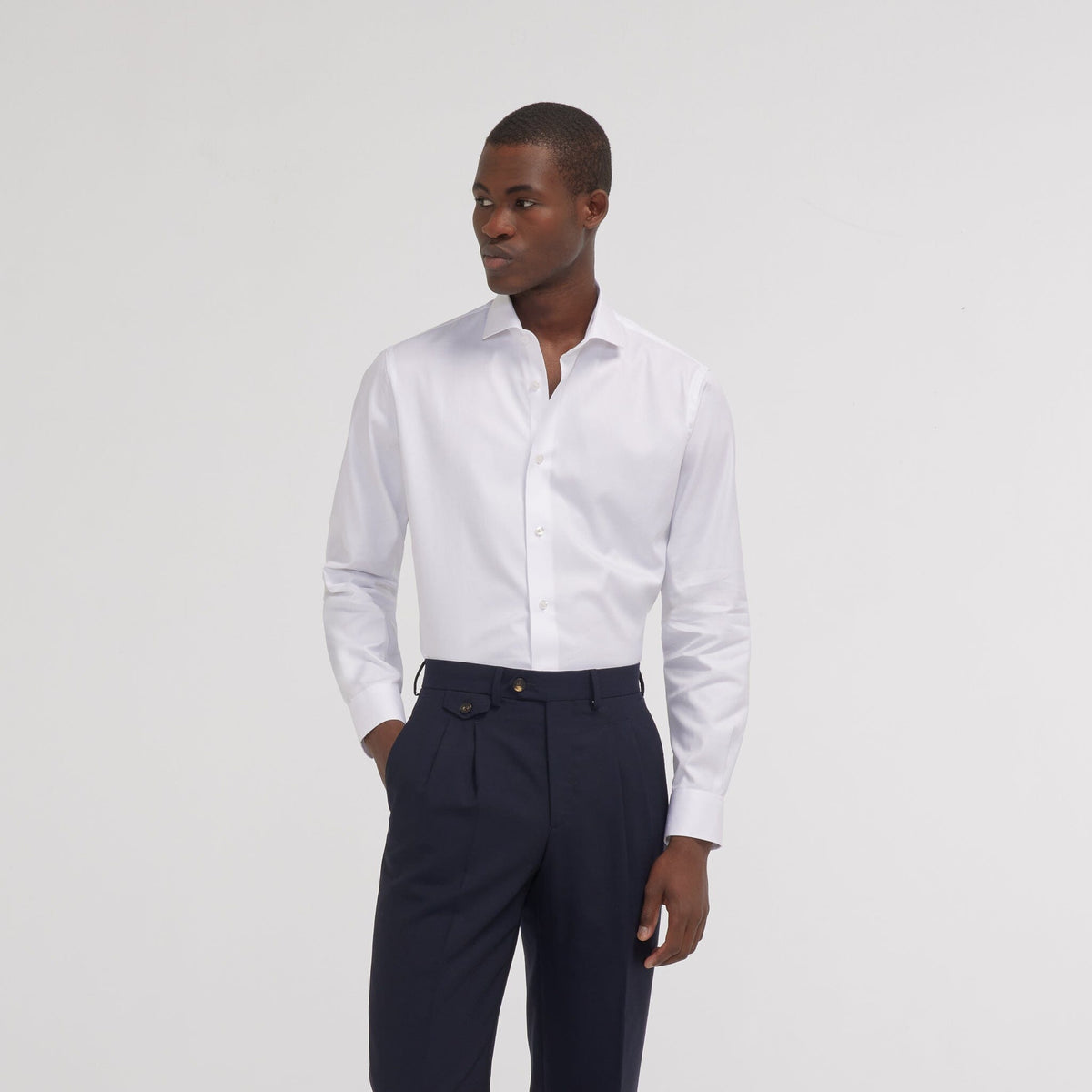Chemise Cintrée En Twill Double Retors Blanche
