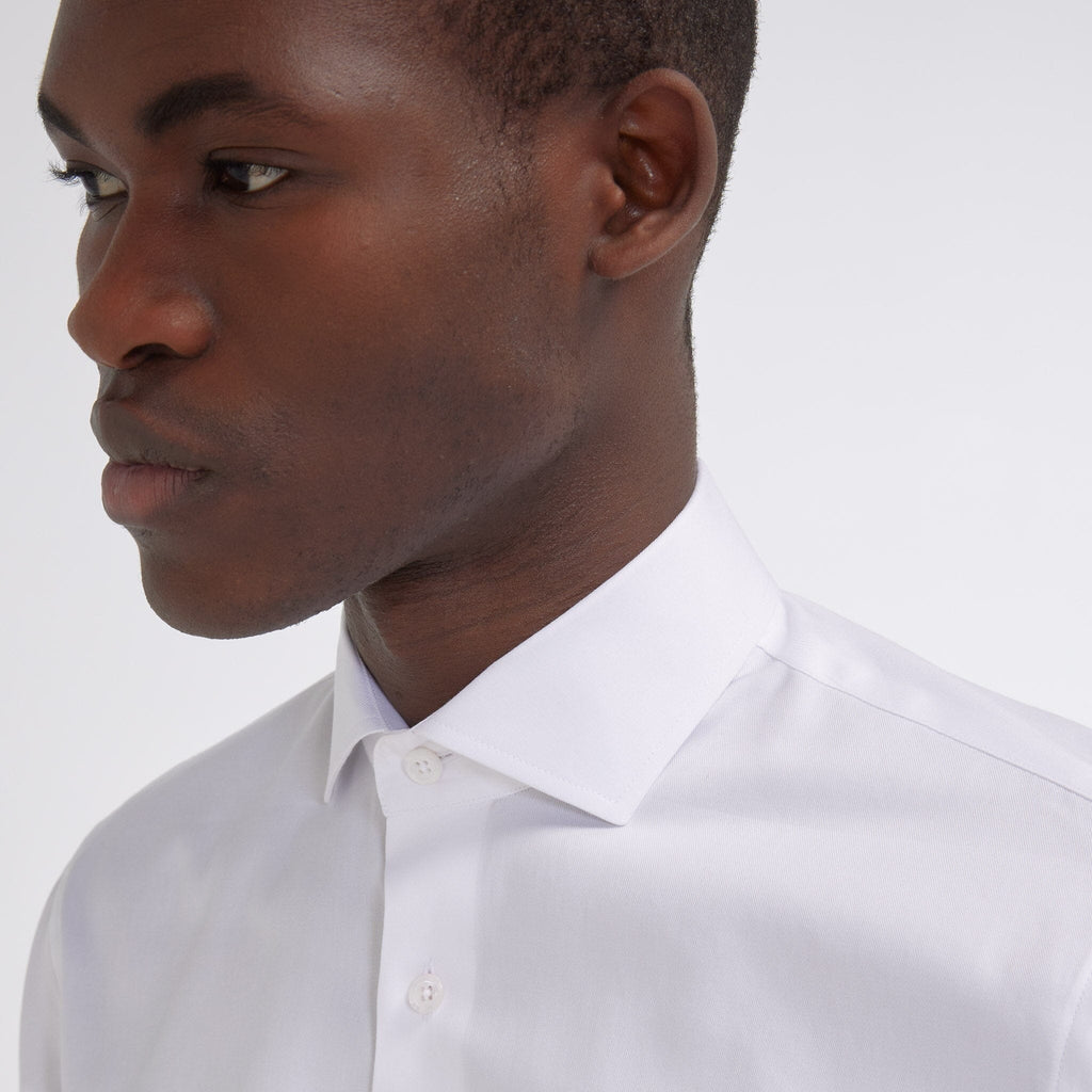 Chemise Cintrée En Twill Double Retors Blanche