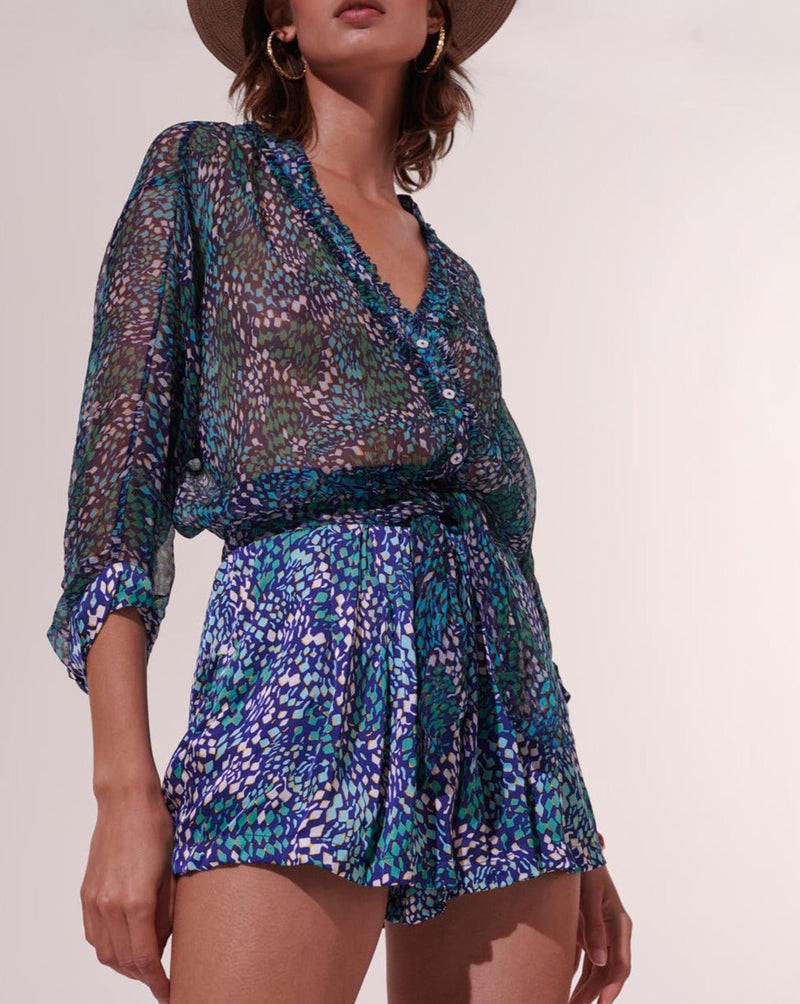 Combishort Azia - Blue Geo Animalier - Femme