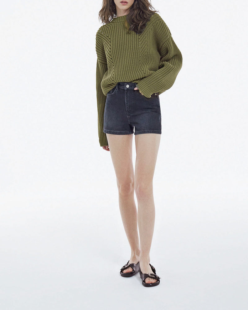 Shorts Mom Cut - Negro lavado - Mujer