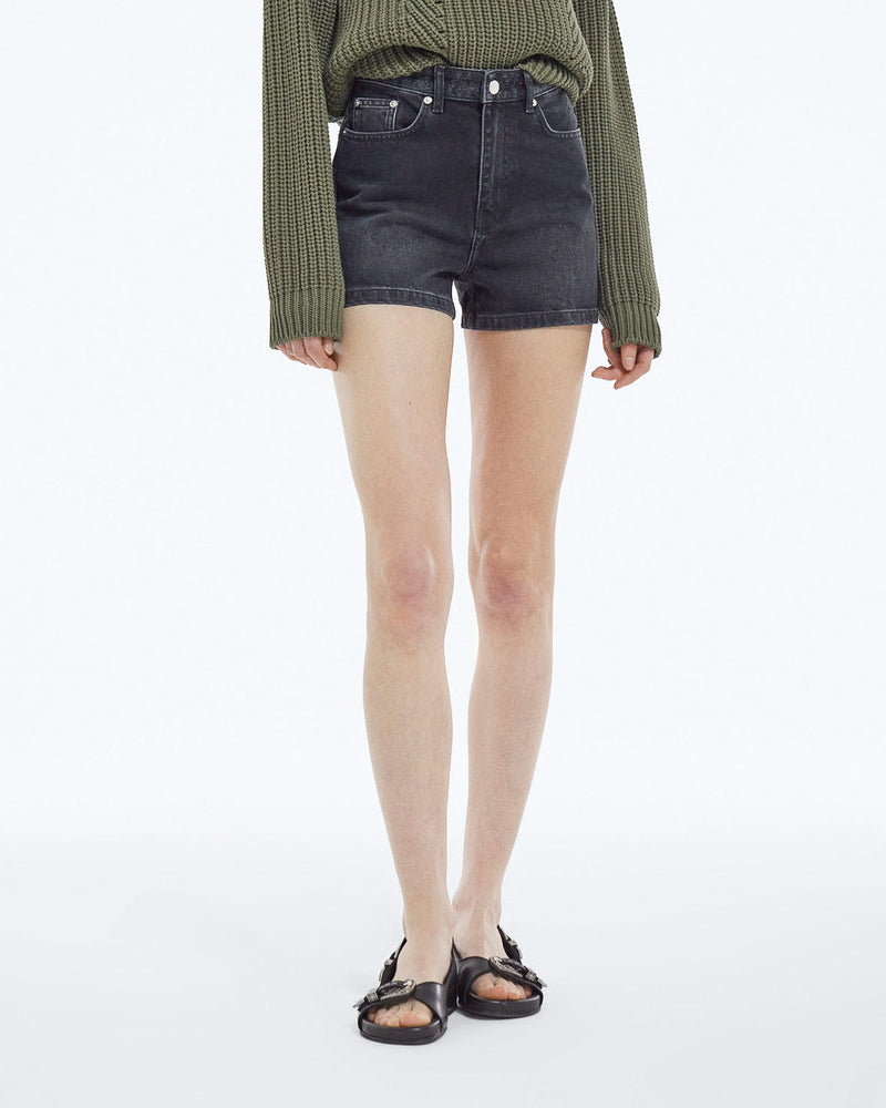 Shorts Mom Cut - Negro lavado - Mujer