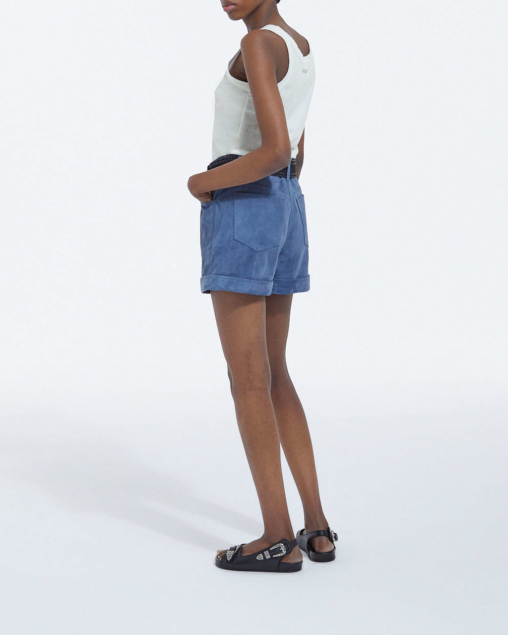 The Kooples - Short Droit En Daim - Bleu - Femme