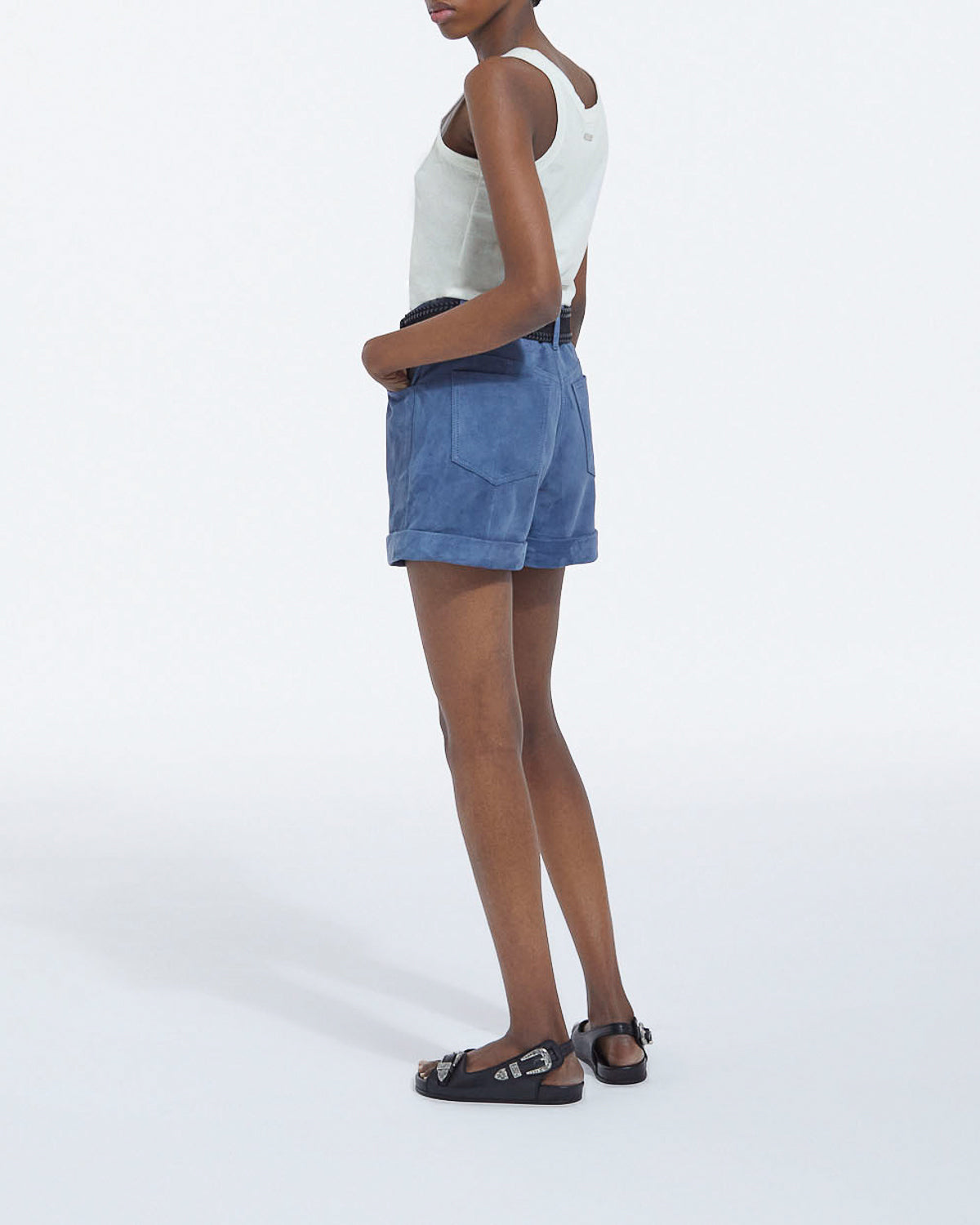 The Kooples - Short Droit En Daim - Bleu - Femme