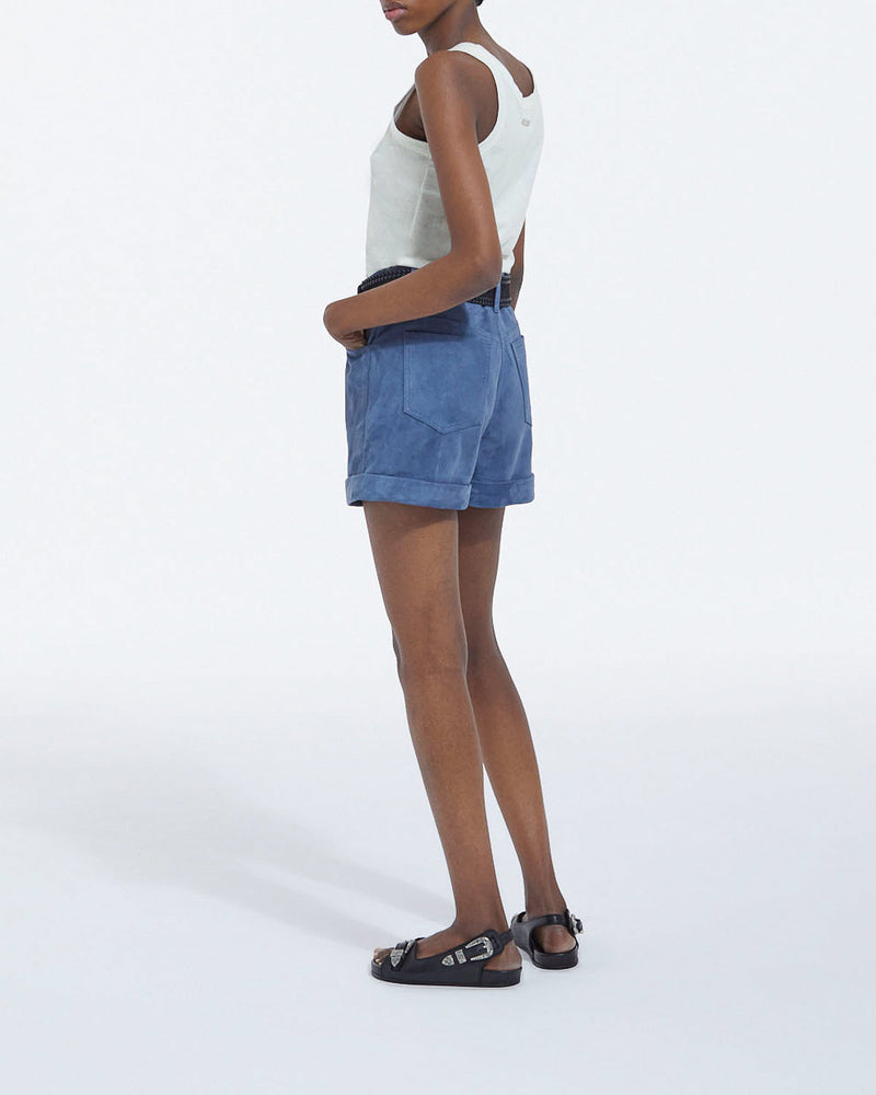 The Kooples - Pantalón corto recto ante - Azul - Mujer