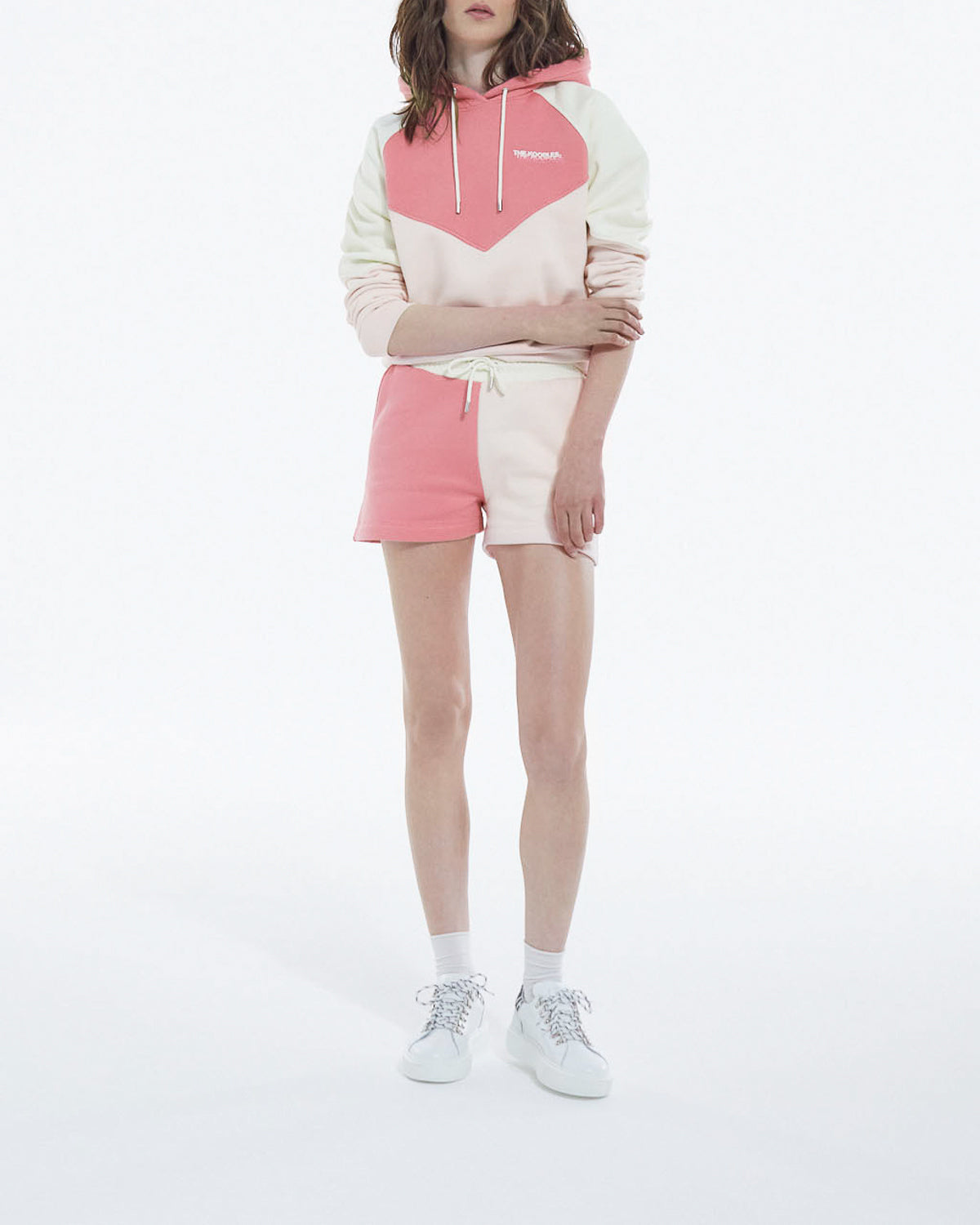 The Kooples - Short Rose Et Écru Coton Modal À Logo - Femme