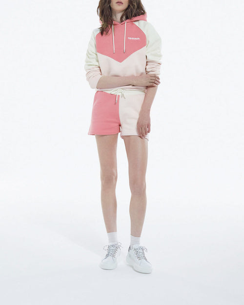 Pink And Ecru Modal Cotton Logo Shorts - Women